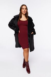 BLACK Plus Size Faux Fur Coat, image 4