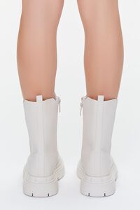 WHITE Faux Leather Lug-Sole Chelsea Booties, image 3