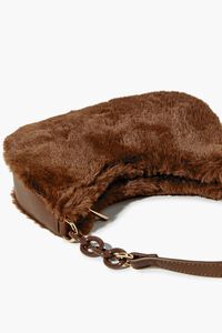 BROWN Plush Faux Fur Baguette Bag, image 3