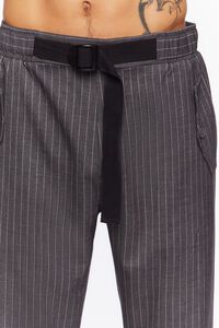 CHARCOAL/WHITE Pinstriped Belted Trousers, image 5