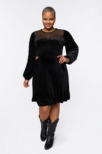 BLACK Plus Size Velour Cutout Mini Dress, image 4