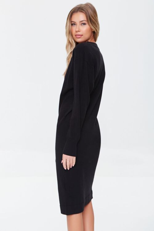 BLACK Ribbed-Trim Sweater Dress, image 2
