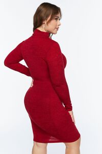 RED Plus Size Mock Neck Bodycon Dress, image 3