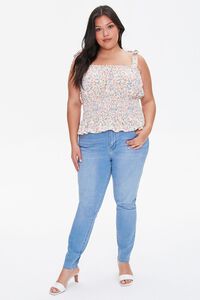 IVORY/PINK Plus Size Floral Print Top, image 4