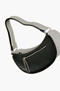 BLACK Faux Leather Baguette Shoulder Bag, image 5