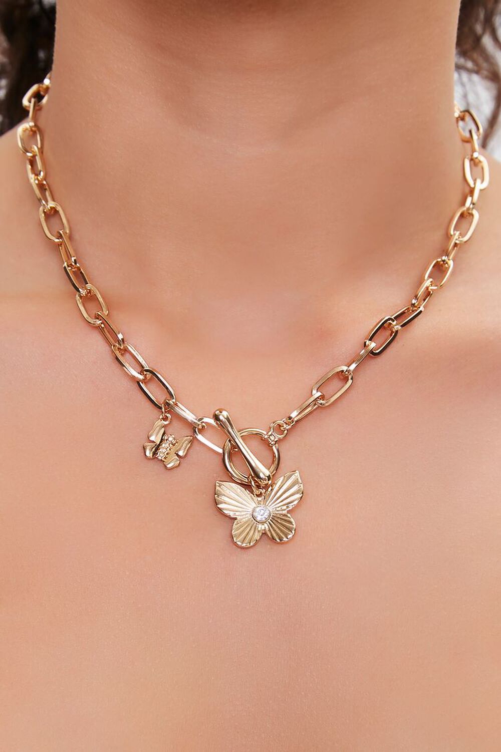 GOLD Butterfly Toggle Chain Necklace, image 1