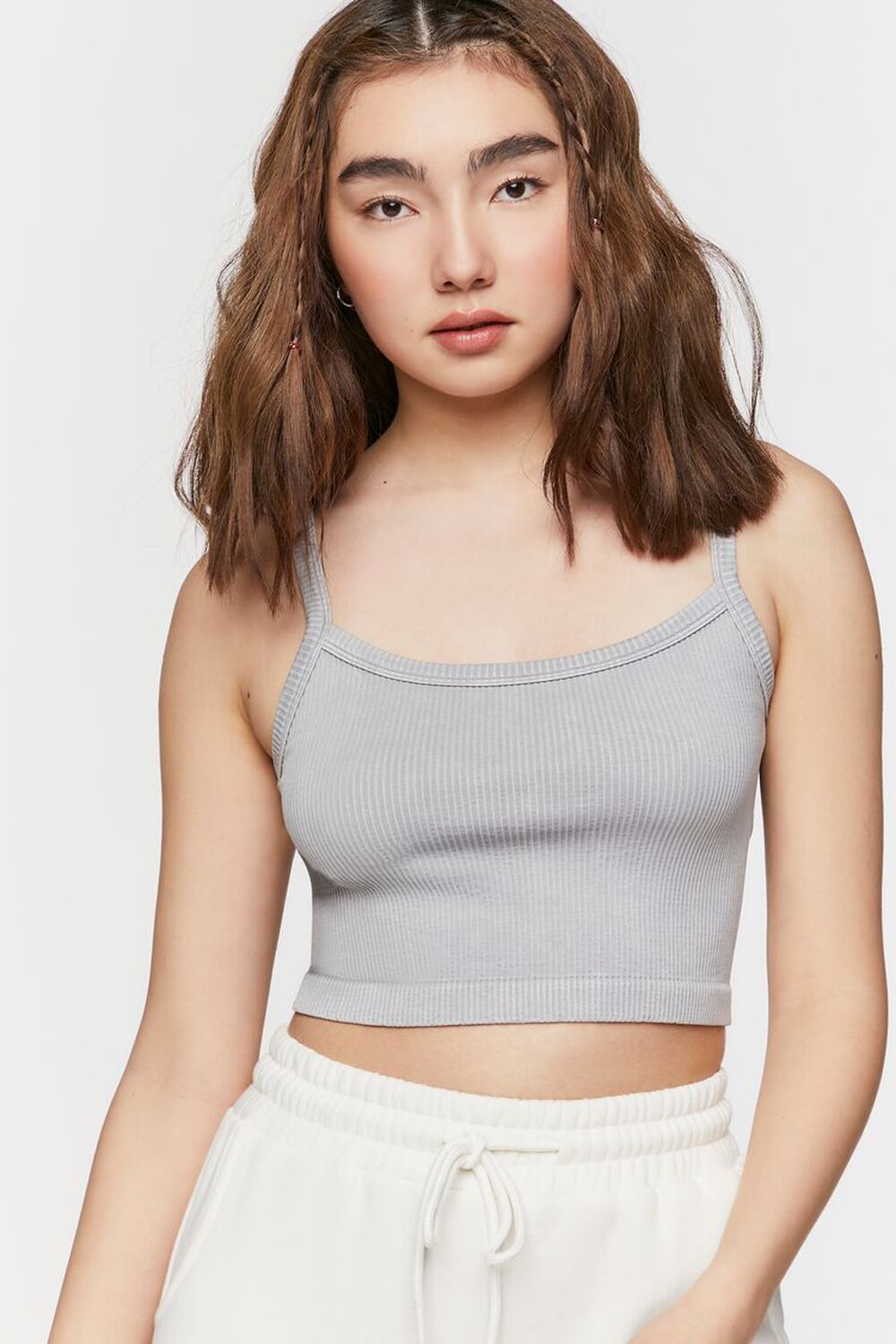GREY VIOLET Seamless Mineral Wash Cropped Cami, image 1