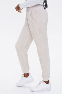 BEIGE Faux Shearling Drawstring Joggers, image 3