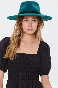 EMERALD/EMERALD Velvet-Trim Wide-Brim Hat, image 1