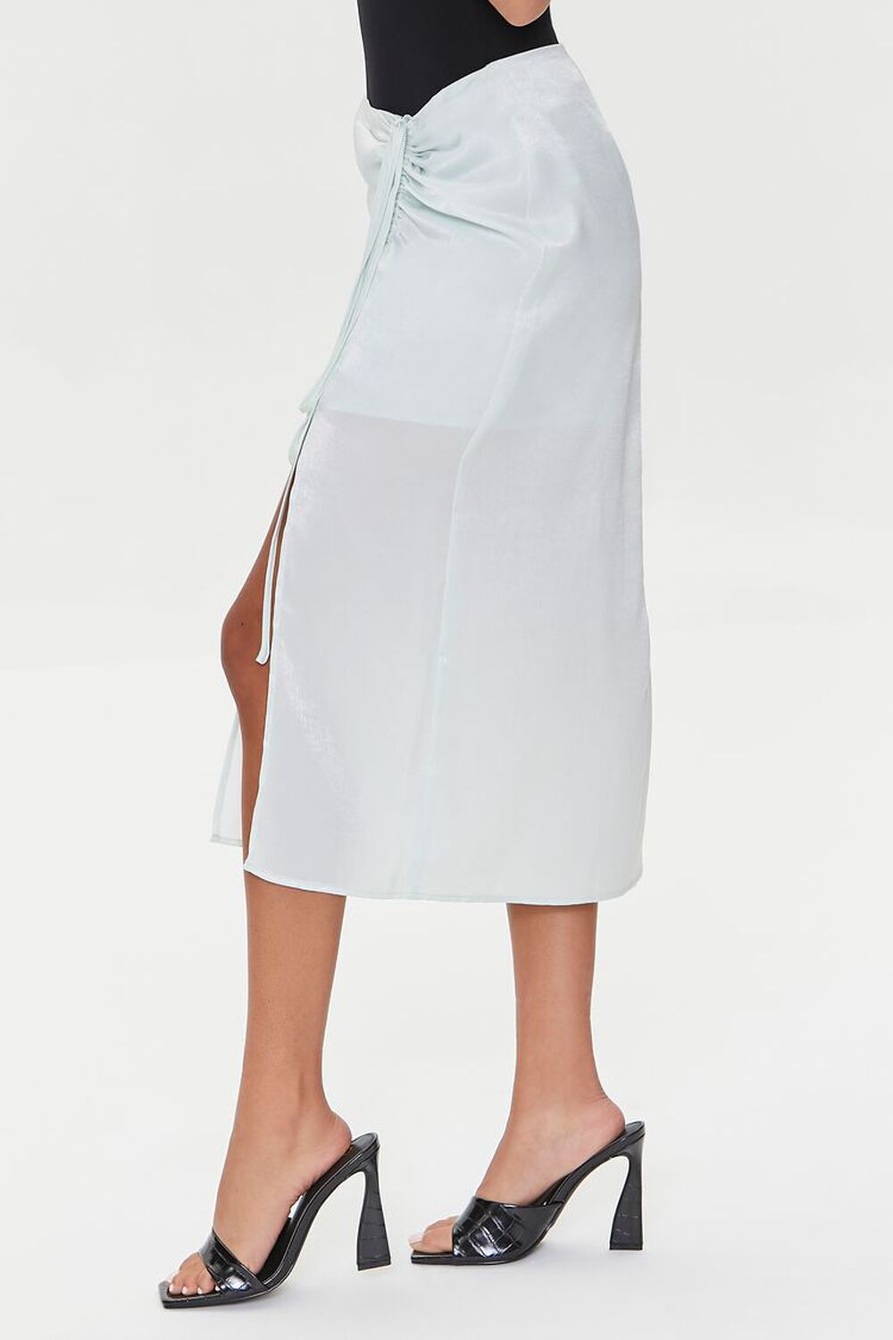 MINT Satin Ruched Drawstring Skirt, image 3