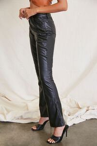 BLACK Faux Leather Flare Pants, image 3