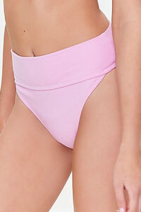 PURPLE Terry Cloth High-Leg Bikini Bottoms, image 3