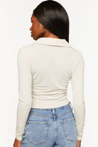 NEUTRAL GREY Ruched Long-Sleeve Shirt, image 3