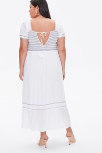 WHITE/NAVY Plus Size Gauze Maxi Dress, image 4