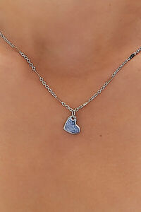 SILVER Heart Charm Chain Necklace, image 2