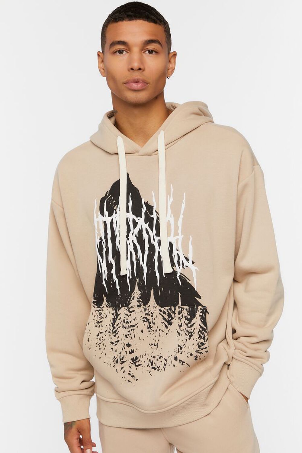 TAUPE/MULTI Fleece Wolf Graphic Hoodie, image 1