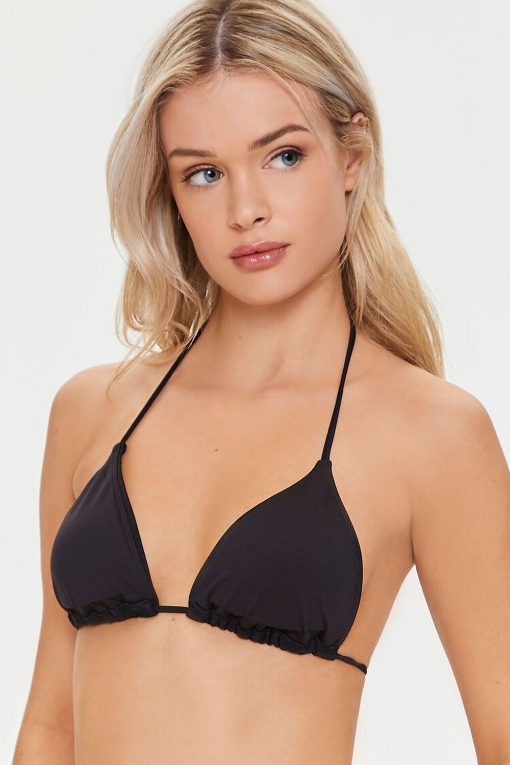 BLACK Triangle Halter Bikini Top, image 1