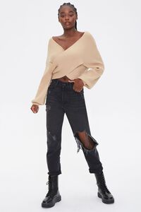 TAUPE Ribbed Crisscross-Front Sweater, image 4
