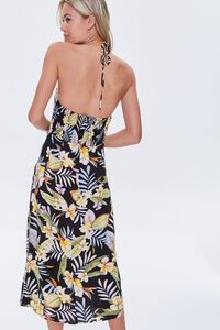 Tropical Floral & Leaf Halter Dress, image 3