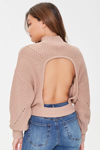 TAUPE Mock Neck Drop-Sleeve Sweater, image 3