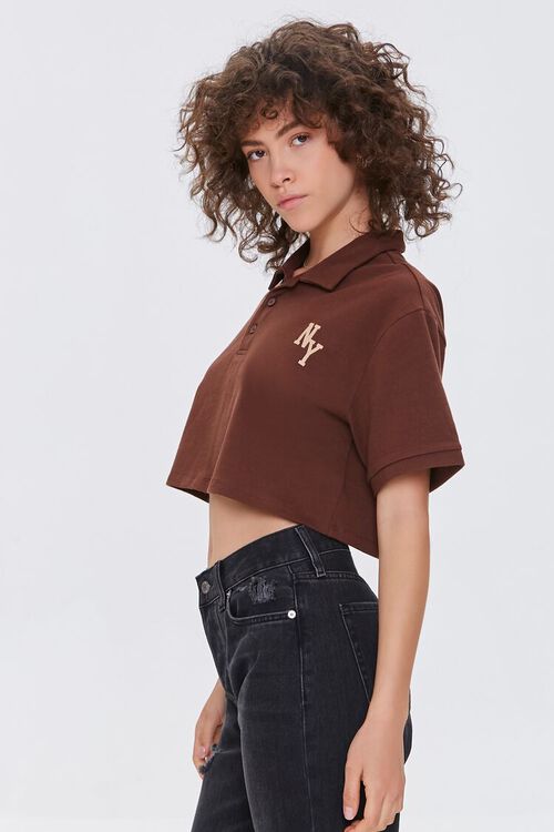 BROWN/MULTI New York Graphic Cropped Polo, image 2