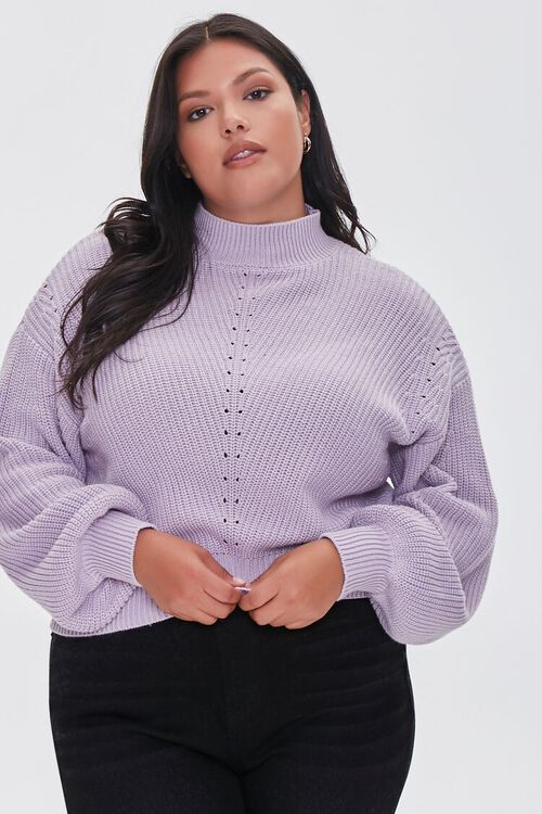 LAVENDER Plus Size Mock Neck Sweater, image 1