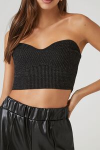 BLACK/SILVER Glitter Sweater-Knit Tube Top, image 5