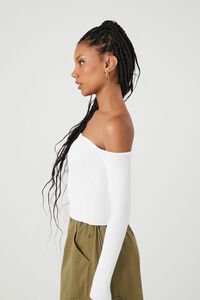 WHITE Sweater-Knit Off-the-Shoulder Top, image 2
