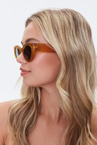 MUSTARD/BLACK Oval Tinted Sunglasses, image 2