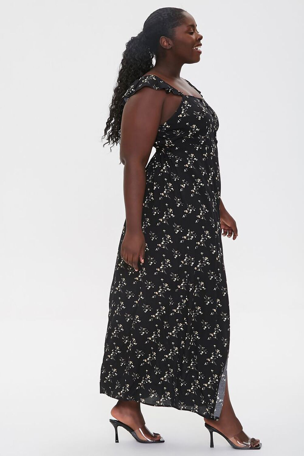BLACK/MULTI Plus Size Floral Maxi Dress, image 2