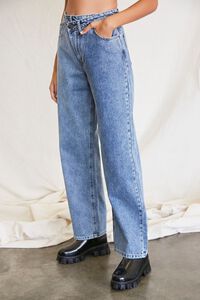DENIM/LIGHT DENIM Relaxed Crisscross-Waist Jeans, image 3