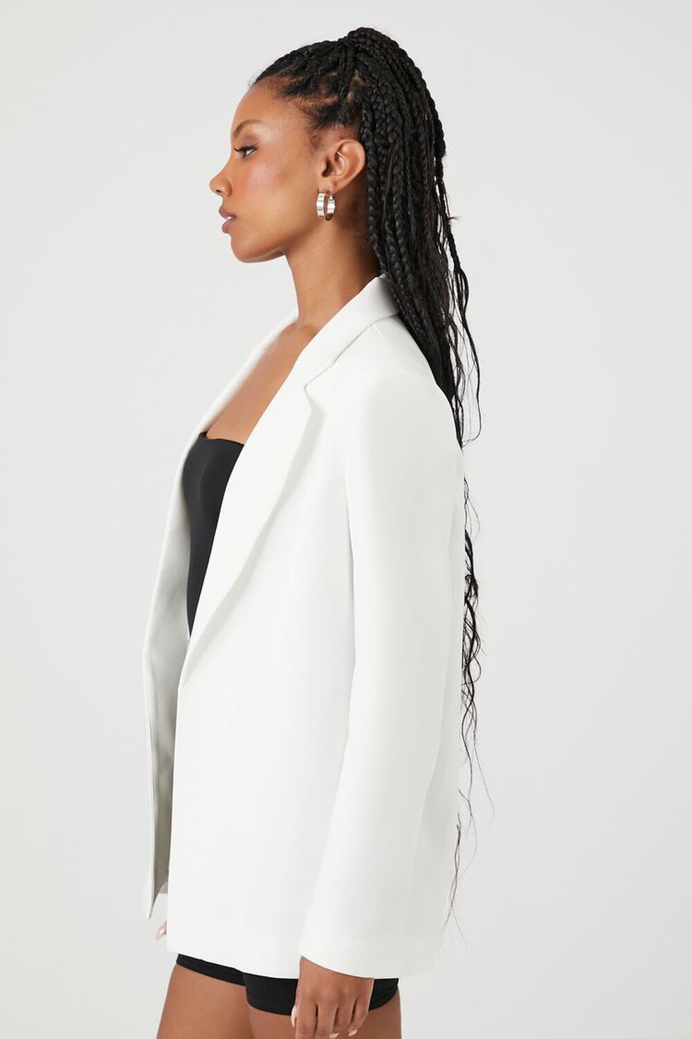 WHITE Open-Front Notched Blazer, image 2