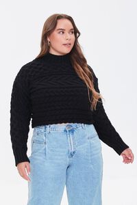 BLACK Plus Size Mock Neck Sweater, image 1