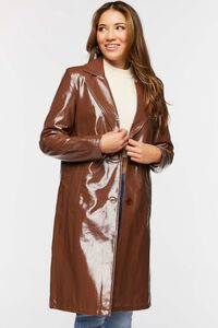 TURKISH COFFEE Faux Patent Leather Trench Coat, image 4
