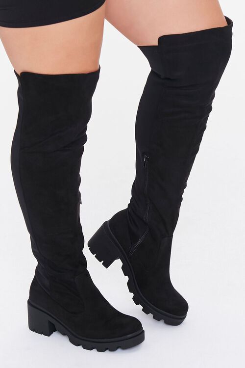 BLACK Over-the-Knee Lug Boots (Wide), image 1