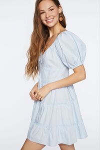 LIGHT BLUE Puff-Sleeve Mini Dress, image 2