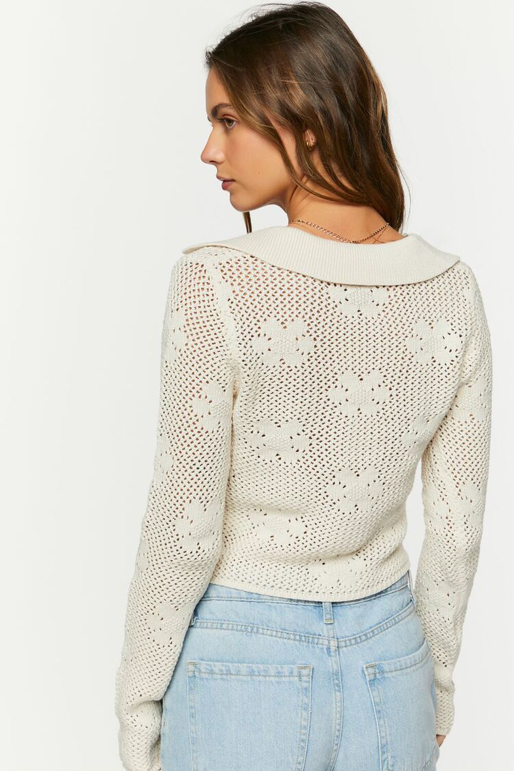 VANILLA Floral Crochet Cardigan Sweater, image 3