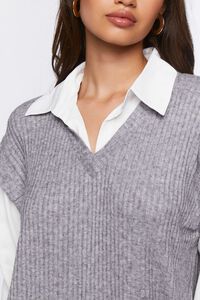 HEATHER GREY/WHITE Sweater Vest & Shirt Combo Dress, image 5