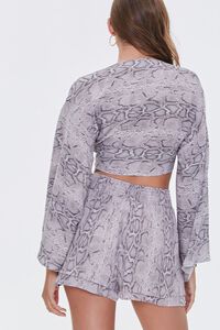GREY/MULTI Snakeskin Print Knotted Crop Top, image 3