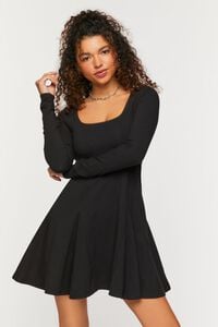 BLACK Picot-Trim Skater Mini Dress, image 1