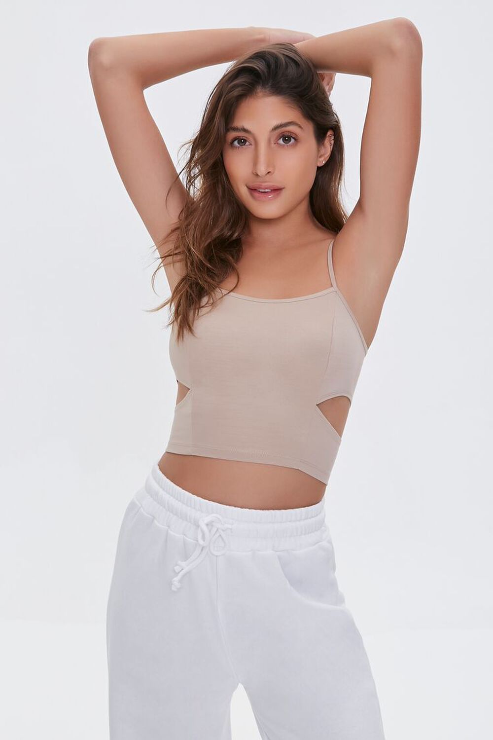 TAUPE Cutout Cropped Cami, image 1
