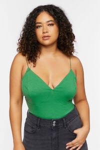 GREEN HAZE Plus Size Ribbed Cami Bodysuit, image 6