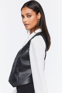 BLACK Faux Leather Button-Front Vest, image 2