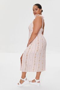 PINK/MULTI Plus Size Floral Print Midi Dress, image 2