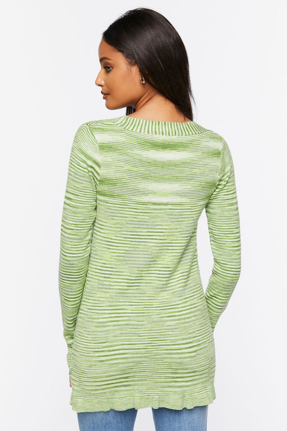 GREEN/MULTI Split-Hem Sweater-Knit Top, image 3
