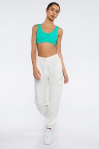 GREEN Ribbed Cropped Tank Top, image 4