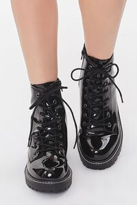 Faux Patent Leather Combat Booties, image 4