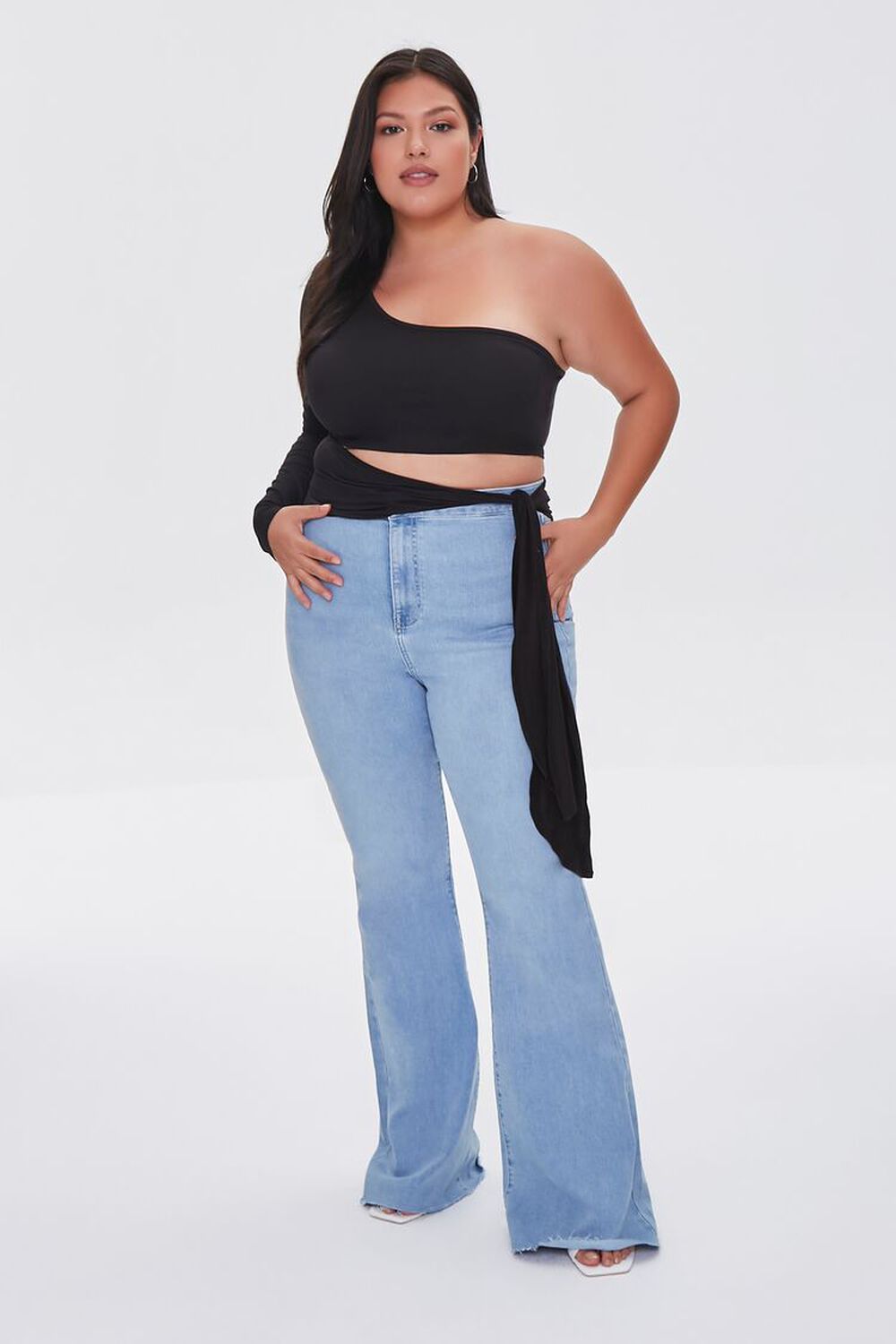 MEDIUM DENIM Plus Size Curvy Flare Jeans, image 1