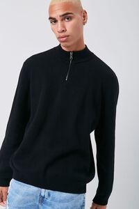 BLACK Marled Knit Half-Zip Sweater, image 1