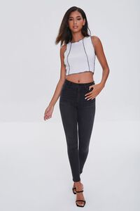 WHITE/BLACK Topstitched Crop Top, image 4